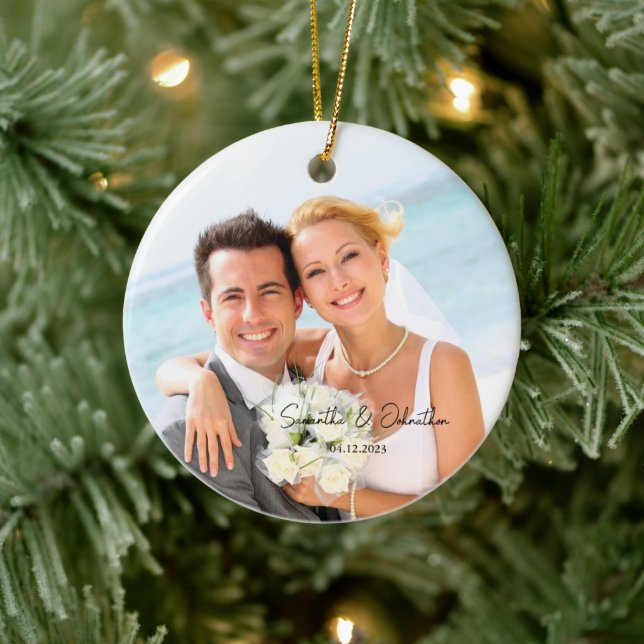 Adorno De Cerámica Foto de casamiento personalizado (Árbol)