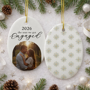 Adorno De Cerámica Foto de compromiso de Navidad moderna primera rese