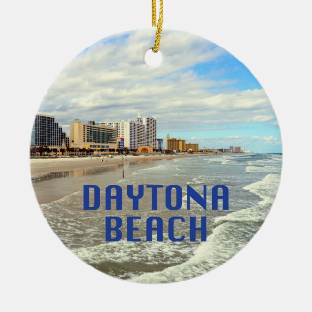 Adorno De Cerámica Foto de Daytona Beach con nombre (Frente)