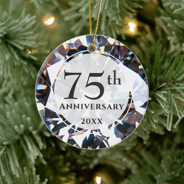 Adorno De Cerámica Foto de diamantes personalizada en 75 años (Árbol)