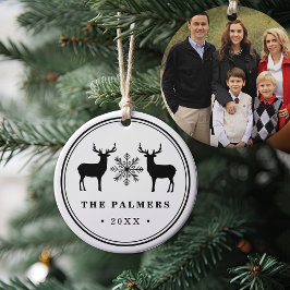 Adorno De Cerámica Foto de doble cara de ciervo de Woodland