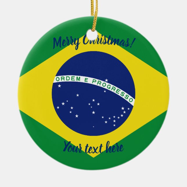 Adorno De Cerámica Foto de encargo del árbol de navidad de la bandera (Frente)