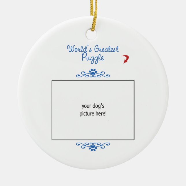 Adorno De Cerámica ¡Foto de encargo! Mundos el Puggle más grande (Frente)