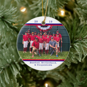 Adorno De Cerámica Foto de equipo de béisbol de Cooperstown Recuerdo