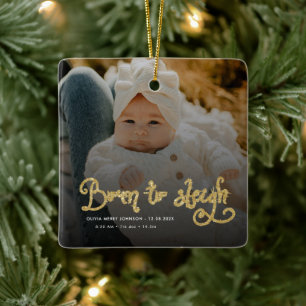 Adorno De Cerámica Foto de estadísticas de nacimiento de bebé Navidad