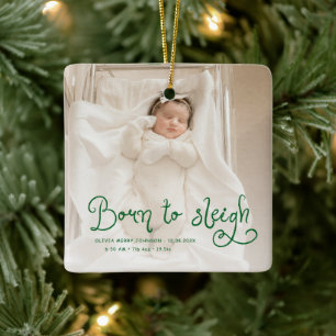 Adorno De Cerámica Foto de estadísticas de nacimiento de bebé Navidad