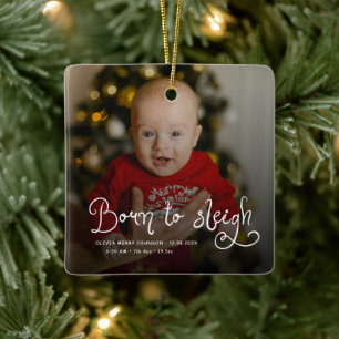 Adorno De Cerámica Foto de estadísticas de nacimiento de bebé Navidad