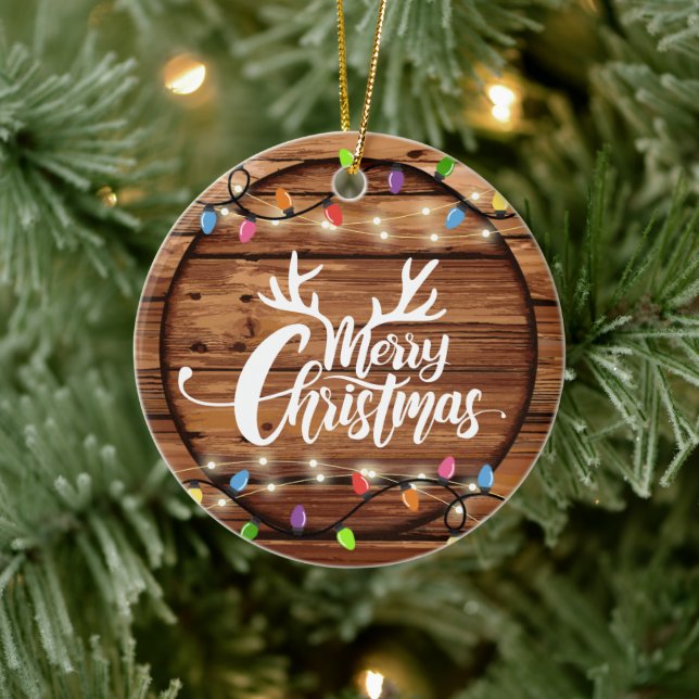 Adorno De Cerámica Foto de familia de guiones ligeros de Navidades rú (Árbol)