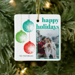 Adorno De Cerámica Foto de familia moderna de felices fiestas