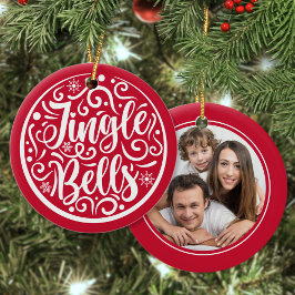 Adorno De Cerámica Foto de familia personalizado Jingle Bells Navidad