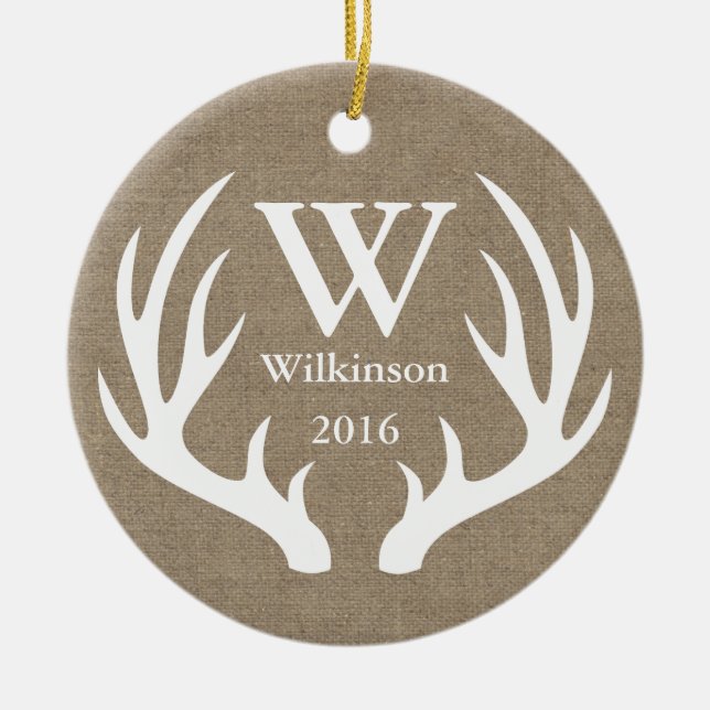 Adorno De Cerámica Foto de familia Rushman Farmhouse Deer Antlers (Frente)