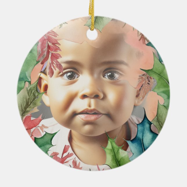 Adorno De Cerámica Foto de feriado de Navidades tradicionales rojos y (Atrás)