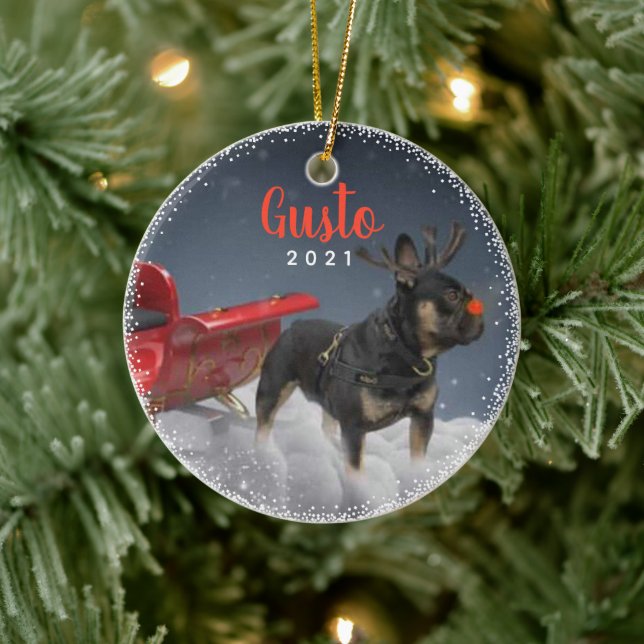 Adorno De Cerámica Foto de feriado de perros Mascotas personalizados (Árbol)
