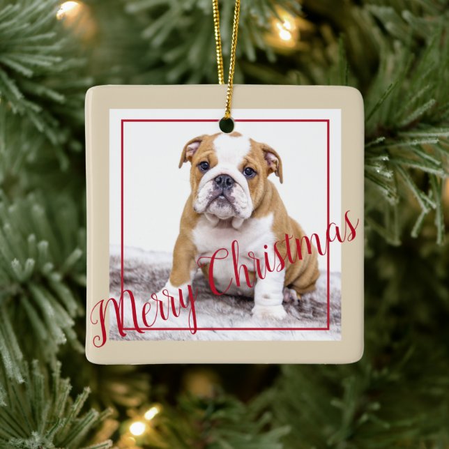 Adorno De Cerámica Foto de feriado de Personalizado Navidades de Bull (Árbol)