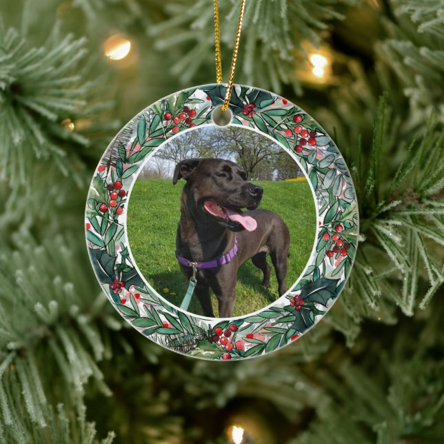 Adorno De Cerámica Foto de feriado Mascota personalizada (Árbol)