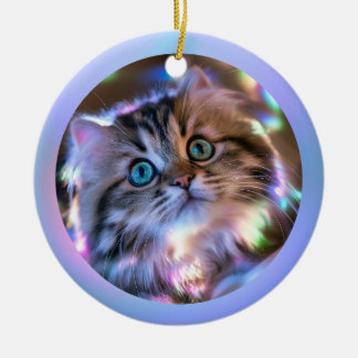 Adorno De Cerámica Foto de gatito ombre iridiscente opaca moderna