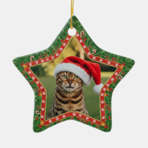 Adorno De Cerámica Foto de gato personalizada en forma de estrella Na
