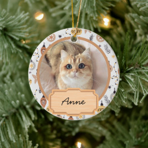 Adorno De Cerámica Foto de gato personalizada simple y linda de Navid