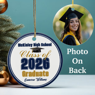 Adorno De Cerámica Foto de graduación de la promoción de 2026 en azul