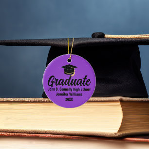 Adorno De Cerámica Foto de graduado de 2026 personalizada púrpura neg