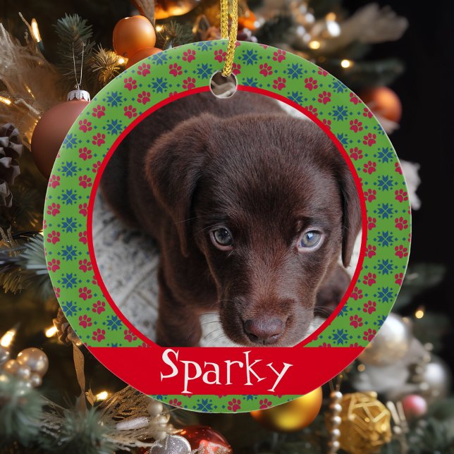 Adorno De Cerámica Foto de Huellas de Pezuña de Perro Gato Monograma (Subido por el creador)