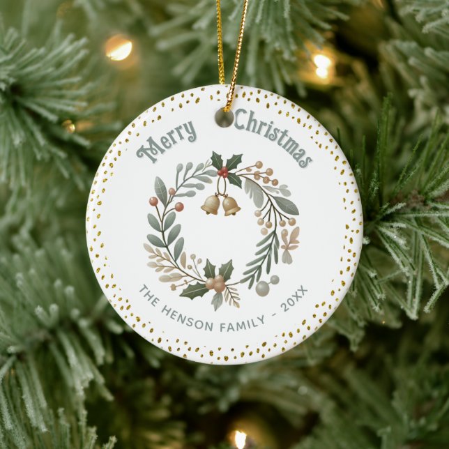 Adorno De Cerámica Foto de la familia de Navidades del Purpurina de o (Árbol)