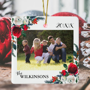 Adorno De Cerámica Foto de la familia floral de navidades