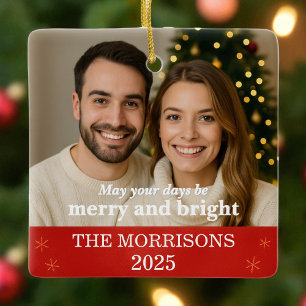 Adorno De Cerámica Foto de la familia moderna de copos de nieve rojos