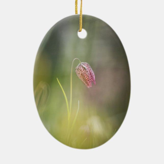 Adorno De Cerámica Foto de la naturaleza de las flores de ajedrez (Atrás)