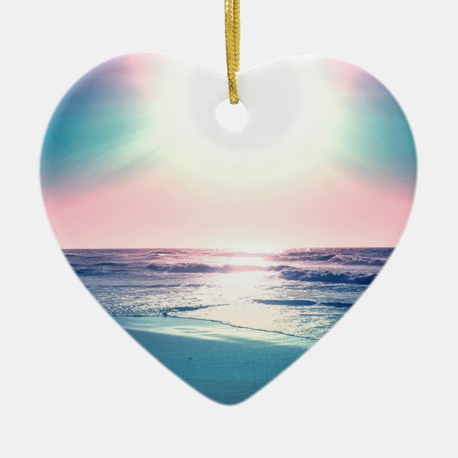 Adorno De Cerámica Foto de la playa tropical de Summer Sea Sunset (Frente)