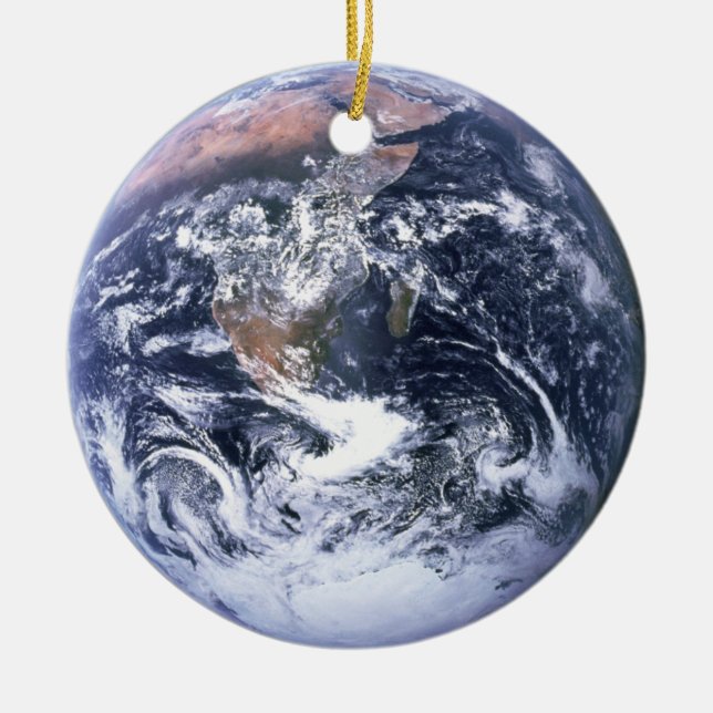 Adorno De Cerámica Foto de la Tierra del Mármol Azul (Frente)