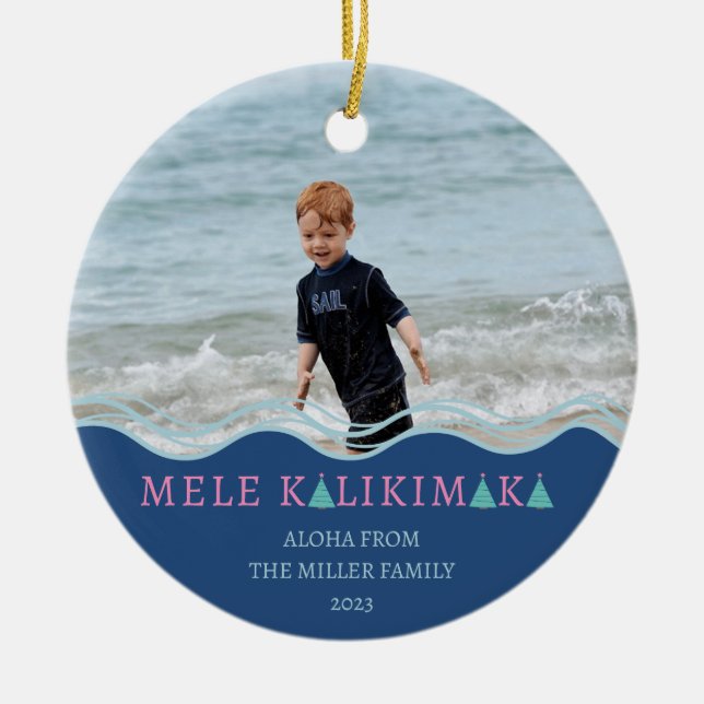 Adorno De Cerámica Foto de los Navidades de Mele Kalikimaka (Frente)
