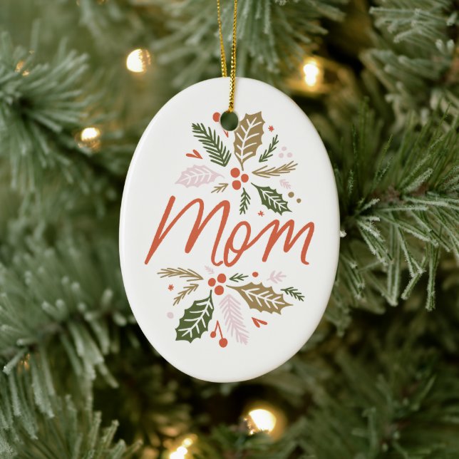 Adorno De Cerámica Foto de Mamá Bright Holly Navidades (Árbol)