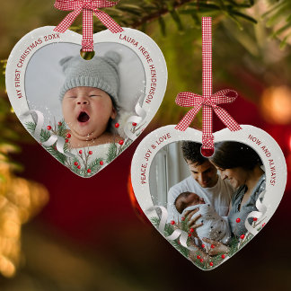 Adorno De Cerámica Foto de marco plateado para los primeros Navidades