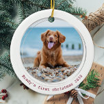 Adorno De Cerámica Foto de Mascota Cuarentena de Perro Rojo<br><div class="desc">¡El mejor año de la historia! ¡Según los perros! Decoren su árbol o envíen un regalo especial con este adorable adorno de navidad de fotos mascota personalizado. Este divertido ornamento de navidad de perro en cuarentena de pandemia será el favorito de todos los amantes del perro. Añade la foto de...</div>