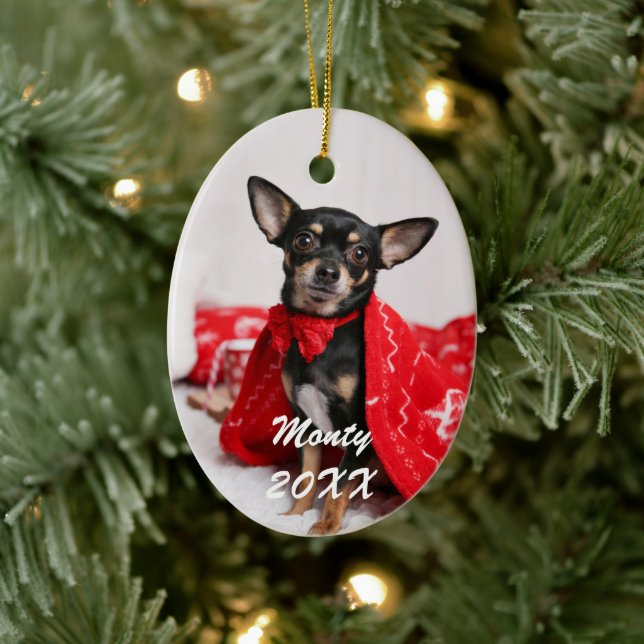 Adorno De Cerámica Foto de mascota de perro lindo (Árbol)