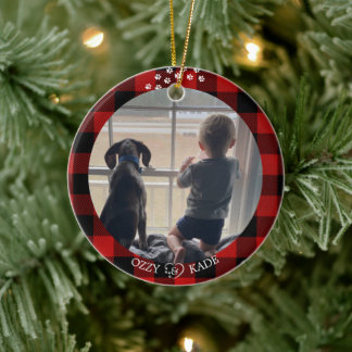 Adorno De Cerámica Foto de Mascota infantil personalizado de navidade