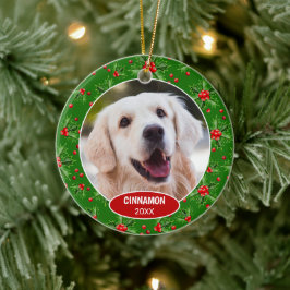 Adorno De Cerámica Foto de mascota linda personalizada 1er Navidad en