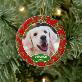 Adorno De Cerámica Foto de mascota linda personalizada 1er Navidad en