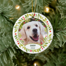 Adorno De Cerámica Foto de mascota linda personalizada 1er Navidad en