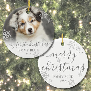 Adorno De Cerámica Foto de Mascota Perro Mi Primer Navidad