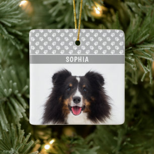Adorno De Cerámica Foto de mascota personalizada con patas blancas so