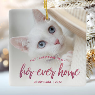 Adorno De Cerámica Foto de mascota Primera Navidad Hogar para siempre