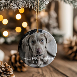 Adorno De Cerámica Foto de mi gato perro mascota mi primera Navidad E