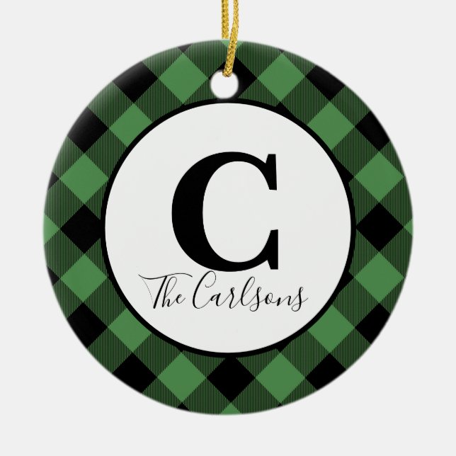 Adorno De Cerámica Foto de monograma inicial Placa de búfalo negro ve (Frente)