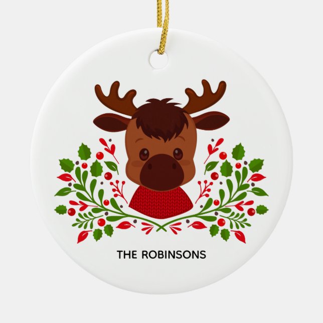 Adorno De Cerámica Foto de Moose de los Navidades de Cuta (Frente)