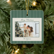 Foto de Navidad con Franjas Verdes Elegantes