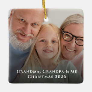 Adorno De Cerámica Foto de Navidad de Abuela, Abuelo y Yo