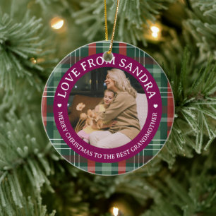 Adorno De Cerámica Foto de Navidad de Abuela Corona de Cuadros Modern