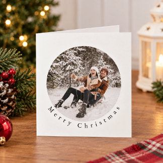 Adorno De Cerámica Foto de Navidad de Familia Minimalista Dorada